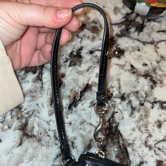 COACH Wallet Black Gloss Perforated Leather Medium Wristlet - Picture 6 of 6